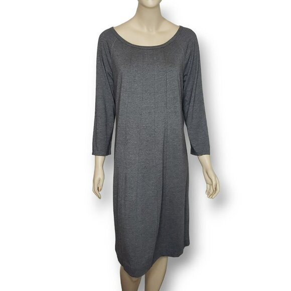 J. Jill Dresses & Skirts - J Jill Seamed Shift Dress Womens Large Gray Pullover Modal Three Quarter Sleeve